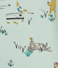 BedHead Lawn Games Print Short Sleeve Notch Collar Organic Cotton Jersey Knit Cropped Pajama Set