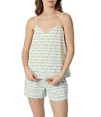 BedHead Limoncello Stripe Print Sleeveless V-Neck Organic Cotton Shorty Pajama Set