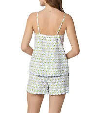 BedHead Limoncello Stripe Print Sleeveless V-Neck Organic Cotton Shorty Pajama Set