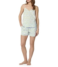 BedHead Limoncello Stripe Print Sleeveless V-Neck Organic Cotton Shorty Pajama Set