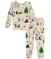 BedHead Little/Big Kids Long Sleeve Peanuts Christmas Celebration 2-Piece Pajama Set