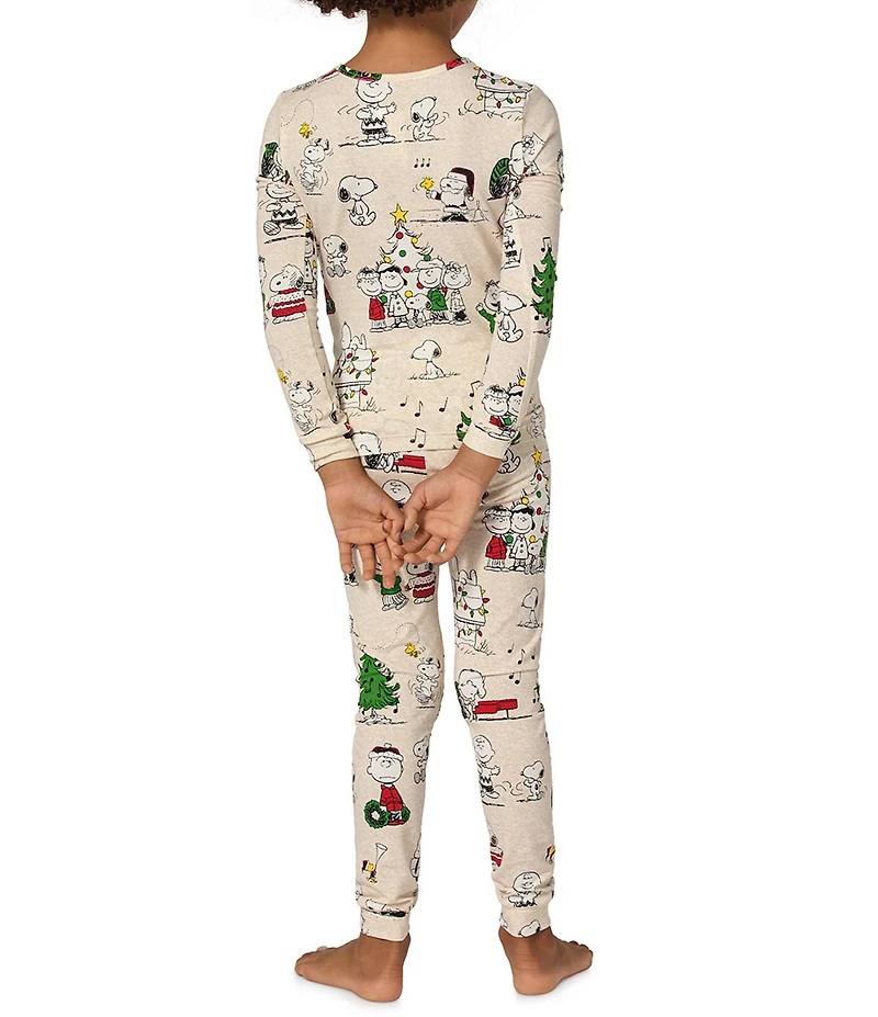 BedHead Little/Big Kids Long Sleeve Peanuts Christmas Celebration 2-Piece Pajama Set