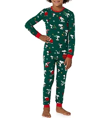 BedHead Little/Big Kids Long Sleeve Peanuts Christmas Celebration Print 2-Piece Pajama Set