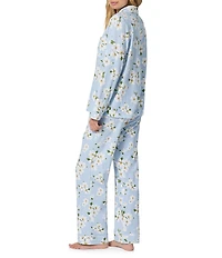 Bedhead Magnolia Breeze Print Organic Cotton Long Sleeve Notch Collar Knit Long Pajama Set