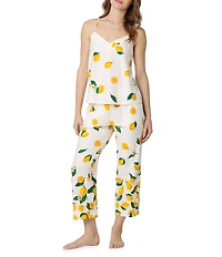 BedHead Main Squeeze Border Print Sleeveless V-Neck Organic Cotton Cropped Pajama Set