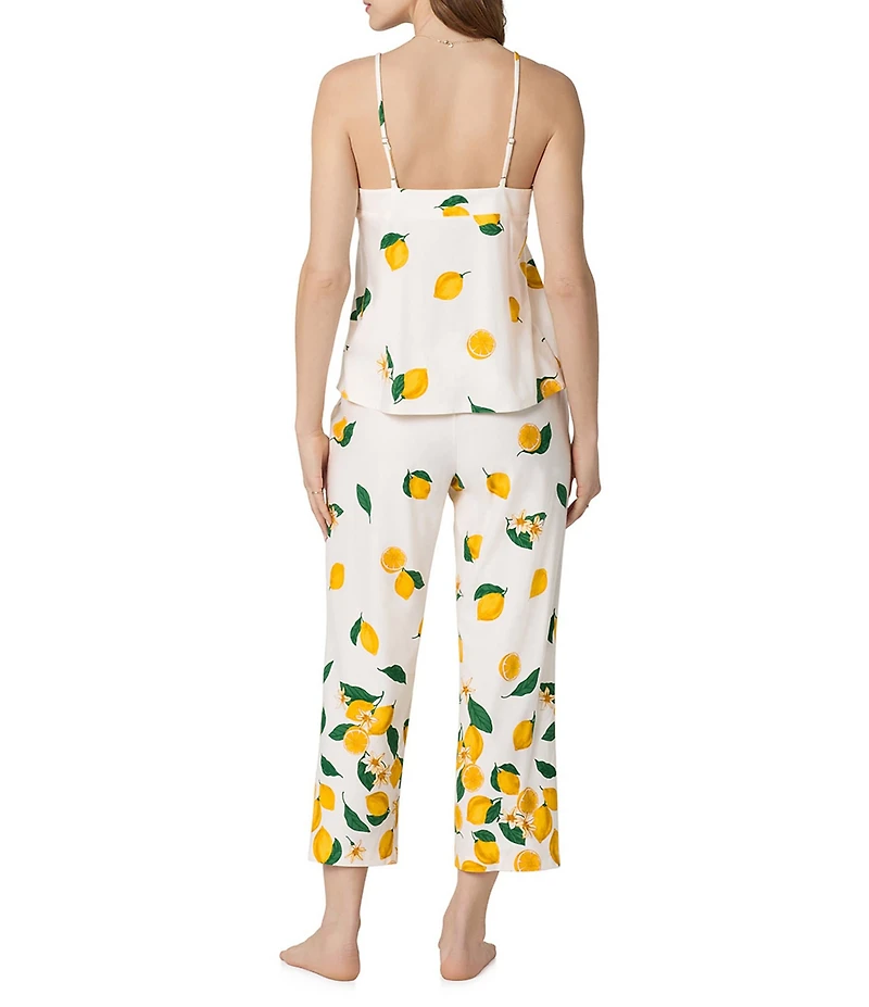 BedHead Main Squeeze Border Print Sleeveless V-Neck Organic Cotton Cropped Pajama Set