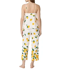 BedHead Main Squeeze Border Print Sleeveless V-Neck Organic Cotton Cropped Pajama Set