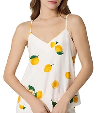 BedHead Main Squeeze Border Print Sleeveless V-Neck Organic Cotton Cropped Pajama Set