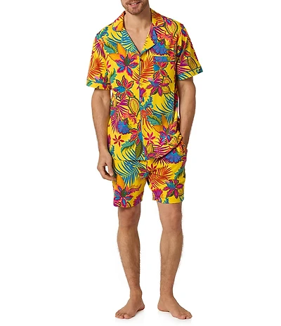 BedHead Mr. Turk Jacobean Floral Print Organic Cotton Blend Shirt & Shorts Pajama Set