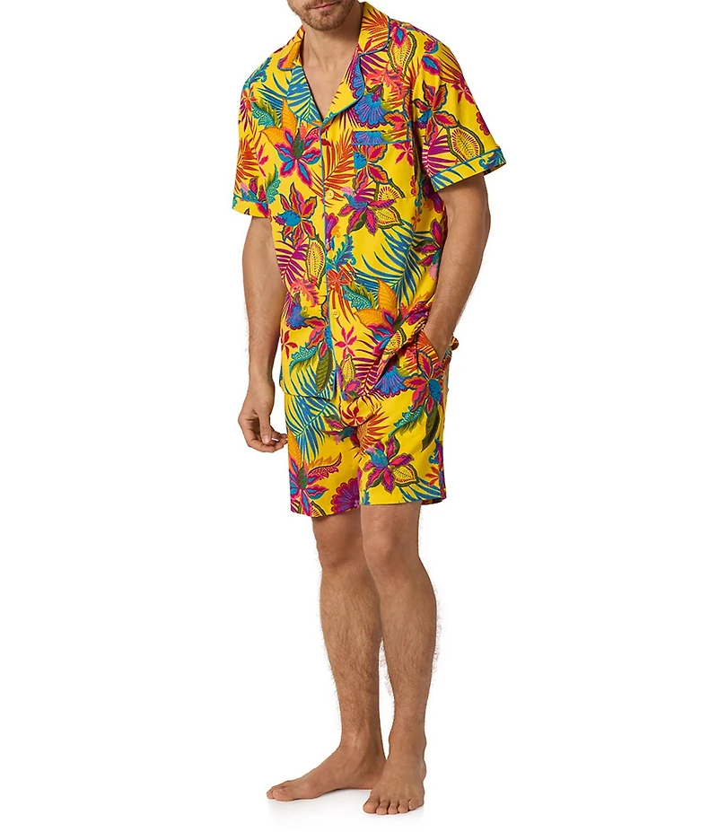 BedHead Mr. Turk Jacobean Floral Print Organic Cotton Blend Shirt & Shorts Pajama Set