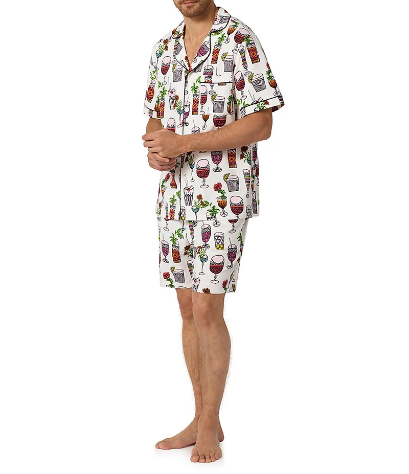 BedHead Mr. Turk Happy Hour Print Organic Cotton Blend Shirt & Shorts Pajama Set
