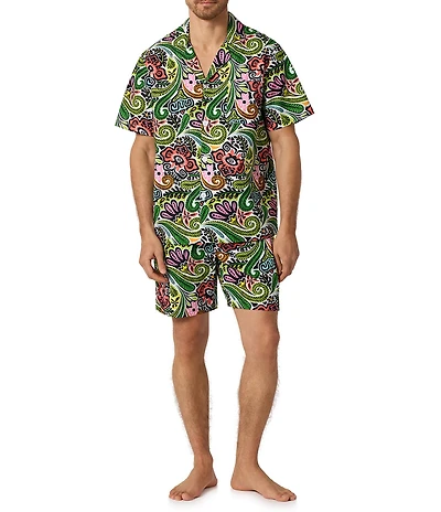 BedHead Mr. Turk Tiki Shirt & Woven Cotton Poplin Shorts Pajama Set