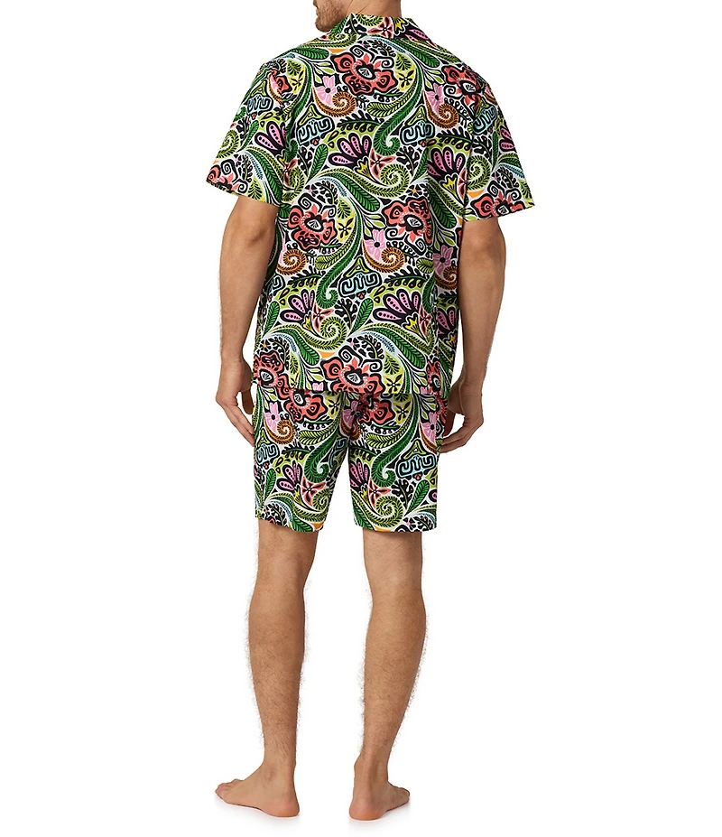 BedHead Mr. Turk Tiki Shirt & Woven Cotton Poplin Shorts Pajama Set