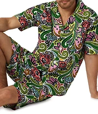 BedHead Mr. Turk Tiki Shirt & Woven Cotton Poplin Shorts Pajama Set