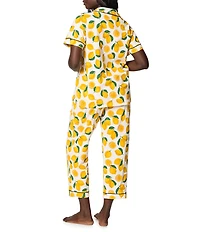 BedHead Organic Cotton Blend Main Squeeze Print Short Sleeve Notch Collar Knit Cropped Pajama Set