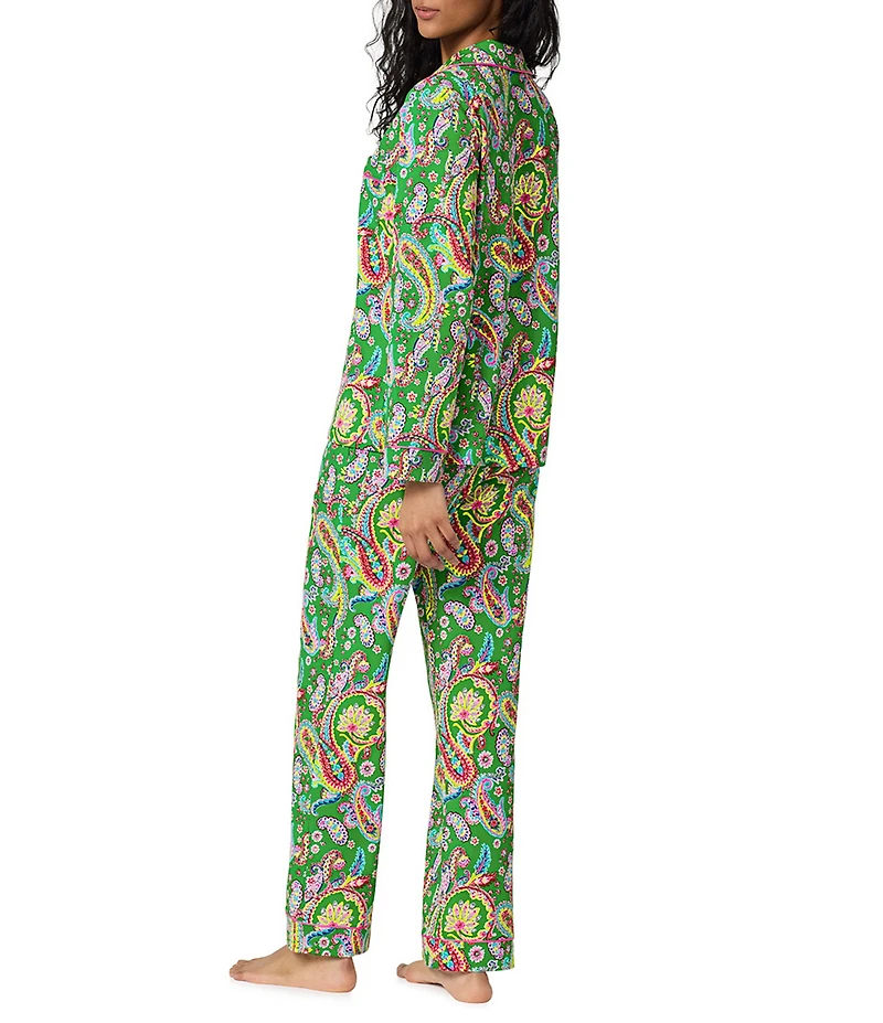 Bedhead Paisley Print Organic Cotton Jersey Knit Long Sleeve Notch Collar Long Pajama Set