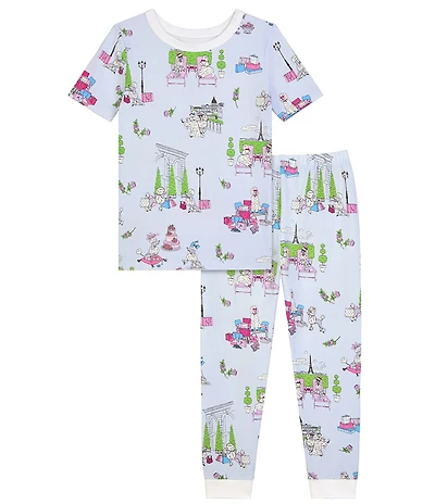 Bedhead Pajamas Girls Short Sleeve Allover Printed Stretch Jersey Top And Pajama Pants Set