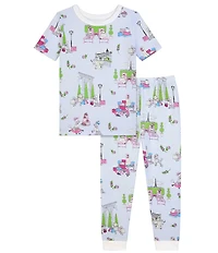 Bedhead Pajamas Girls Short Sleeve Allover Printed Stretch Jersey Top And Pajama Pants Set