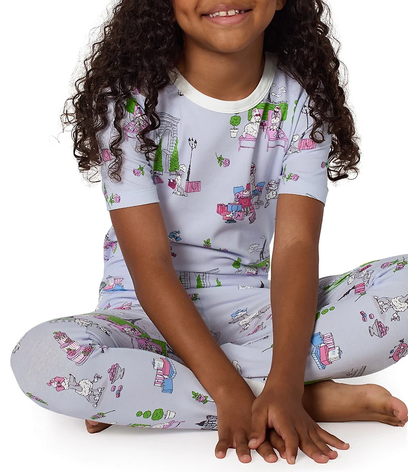 Bedhead Pajamas Girls Short Sleeve Allover Printed Stretch Jersey Top And Pajama Pants Set