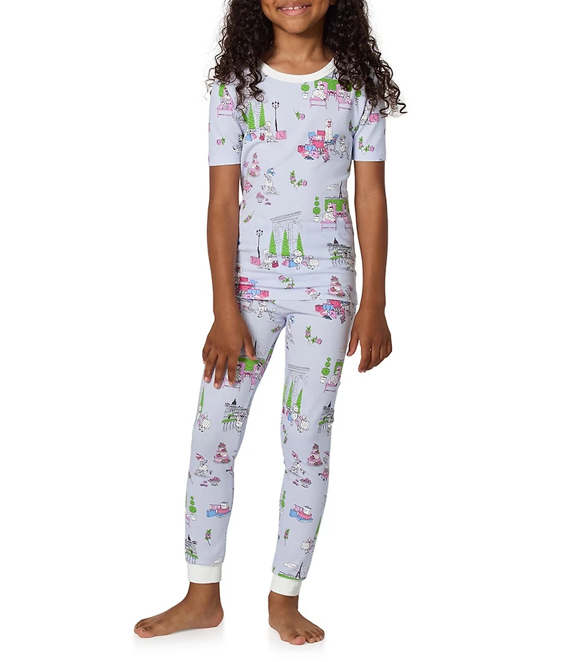 Bedhead Pajamas Girls Short Sleeve Allover Printed Stretch Jersey Top And Pajama Pants Set