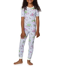 Bedhead Pajamas Girls Short Sleeve Allover Printed Stretch Jersey Top And Pajama Pants Set