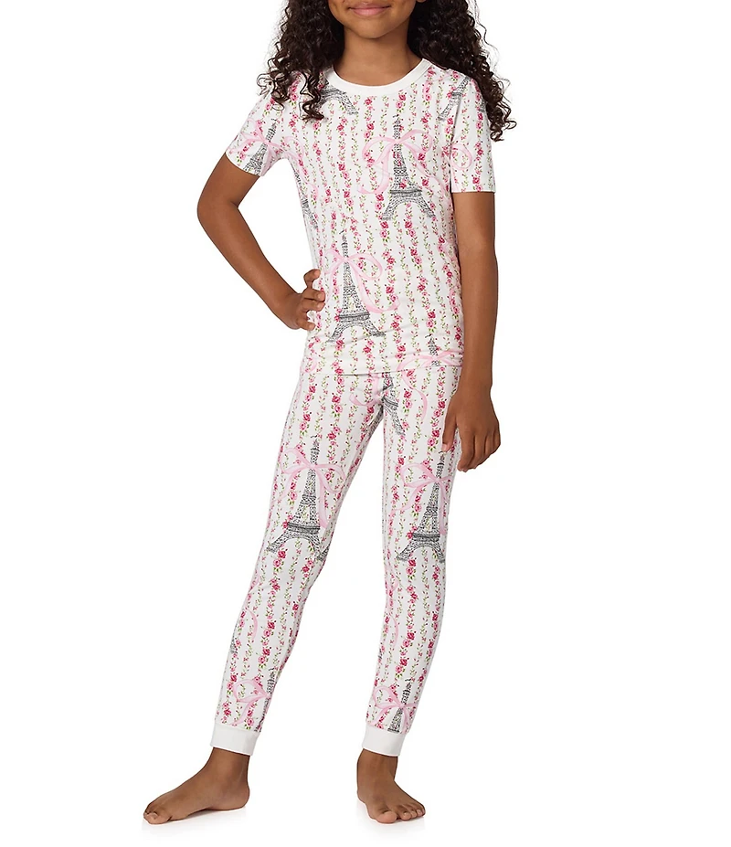 Bedhead Pajamas Girls Short Sleeve Allover Printed Stretch Jersey Top And Pajama Pants Set