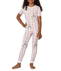 Bedhead Pajamas Girls Short Sleeve Allover Printed Stretch Jersey Top And Pajama Pants Set