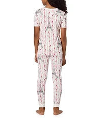 Bedhead Pajamas Girls Short Sleeve Allover Printed Stretch Jersey Top And Pajama Pants Set