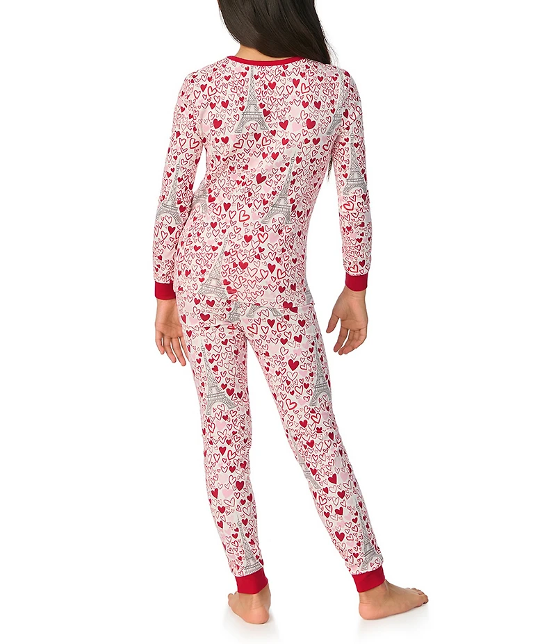 BedHead Pajamas Little/Big Girls 2T-12 Family Matching Paris Je Taime Heart Print Two-Piece Pajama Set