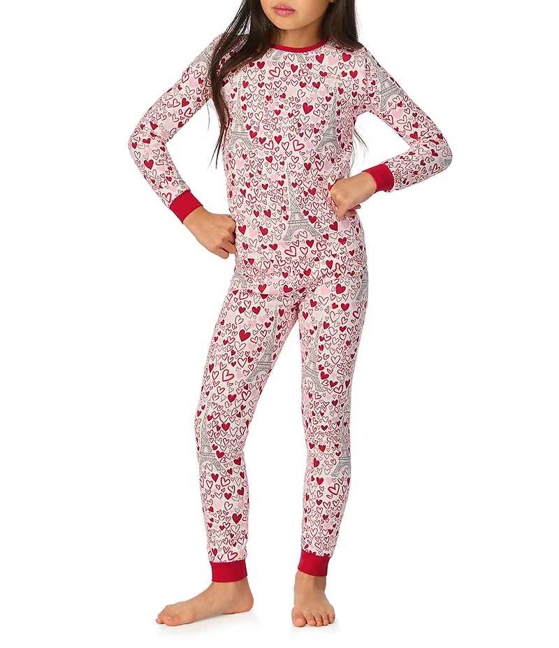 BedHead Pajamas Little/Big Girls 2T-12 Family Matching Paris Je Taime Heart Print Two-Piece Pajama Set