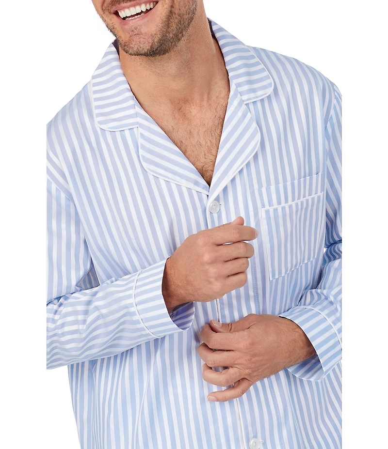 BedHead Pajamas Long Sleeve 3D Stripe Classic Woven Sateen 2-Piece Pajama Set
