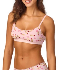 Bedhead Stretch Jersey Knit Lip Print Bralette