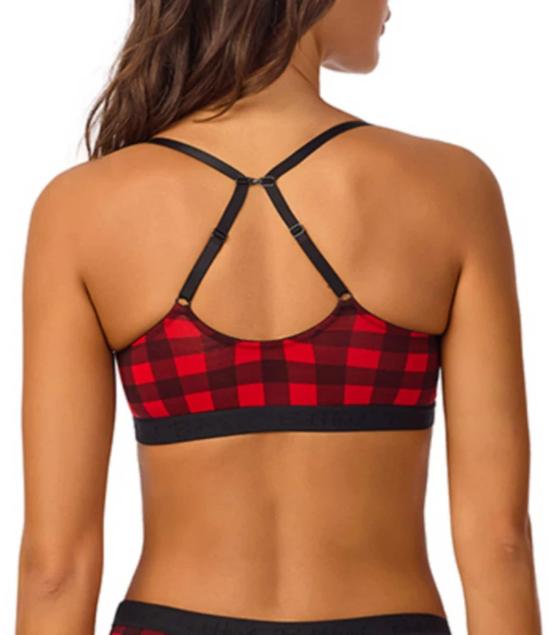 Bedhead Pajamas Stretch Jersey Knit Plaid Print Bralette