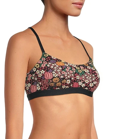 Bedhead Pajamas Stretch Jersey Knit Pumpkin Ditsy Black Print Bralette