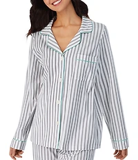 BedHead Family Matching Stripe Print Long Sleeve Notch Collar Cotton Knit Pajama Set