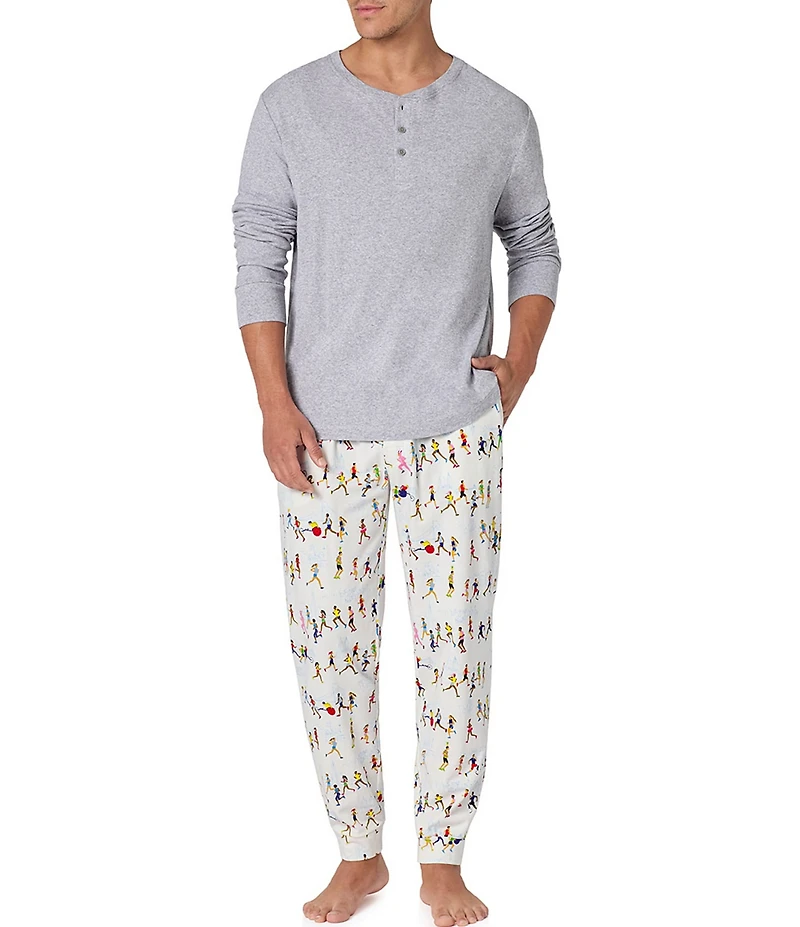 BedHead Run NYC Run Men's Long Sleeve Henley Pajama Set