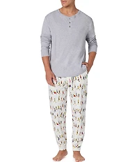 BedHead Run NYC Run Men's Long Sleeve Henley Pajama Set