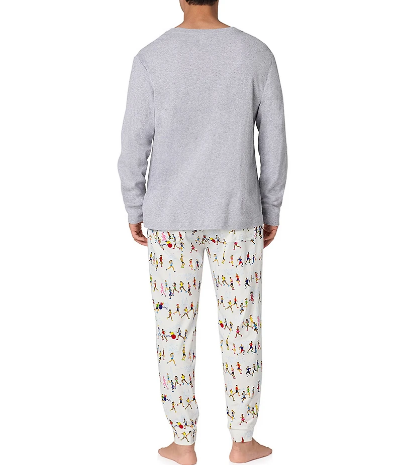 BedHead Run NYC Run Men's Long Sleeve Henley Pajama Set