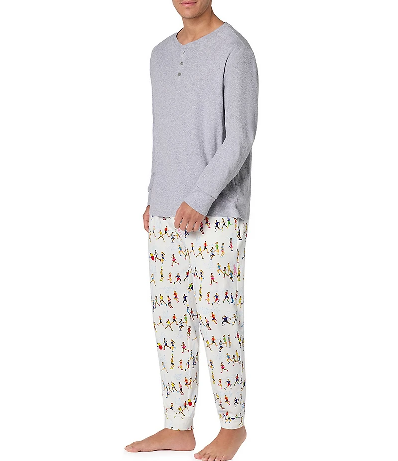 BedHead Run NYC Run Men's Long Sleeve Henley Pajama Set