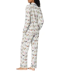 Bedhead Run NYC Run Print Long Sleeve Notch Collar Organic Cotton Jersey Knit Pajama Set