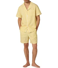 BedHead Short Sleeve 3D Yellow Stripe Shirt & Sateen Boxers Pajama Set