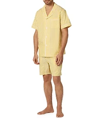 BedHead Short Sleeve 3D Yellow Stripe Shirt & Sateen Boxers Pajama Set