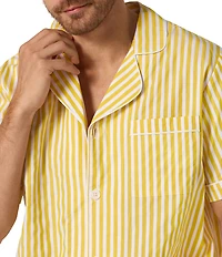 BedHead Short Sleeve 3D Yellow Stripe Shirt & Sateen Boxers Pajama Set