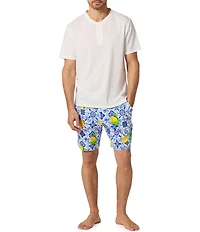 BedHead Short Sleeve Azure Lemon Summer Top & Pajama Short Set