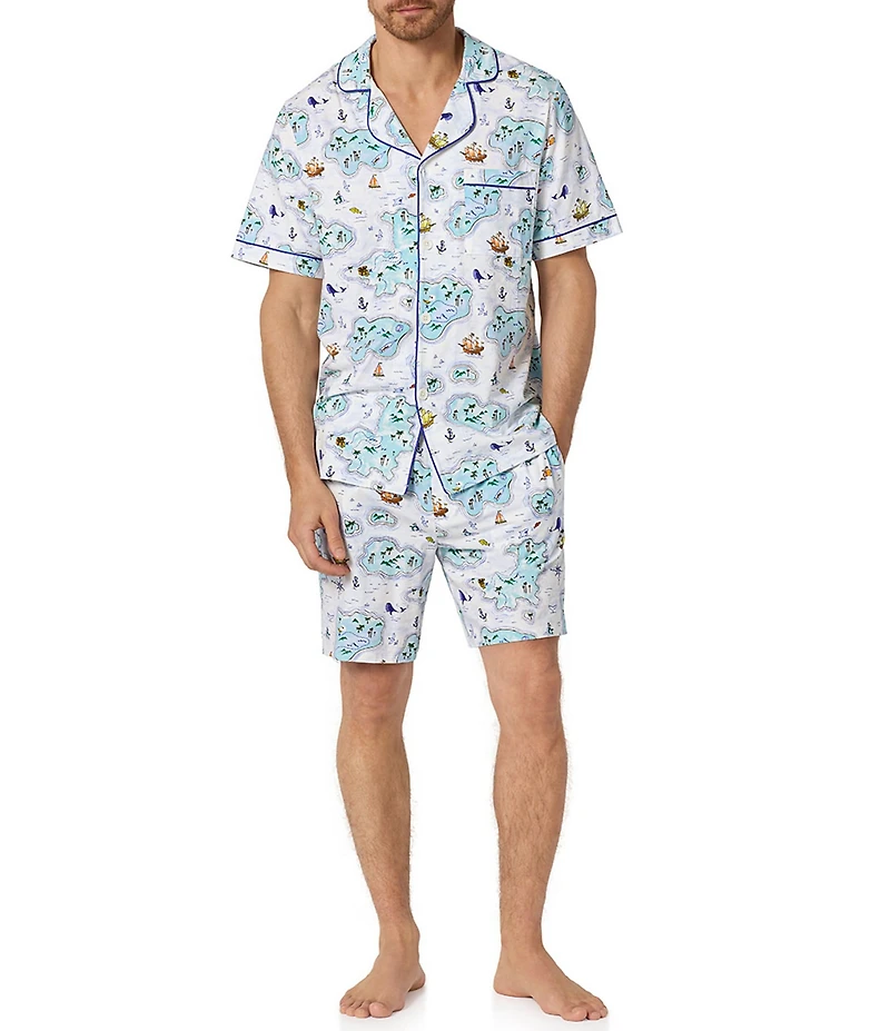 BedHead Short Sleeve Treasure Hunt Printed Top & Pajama Short Set