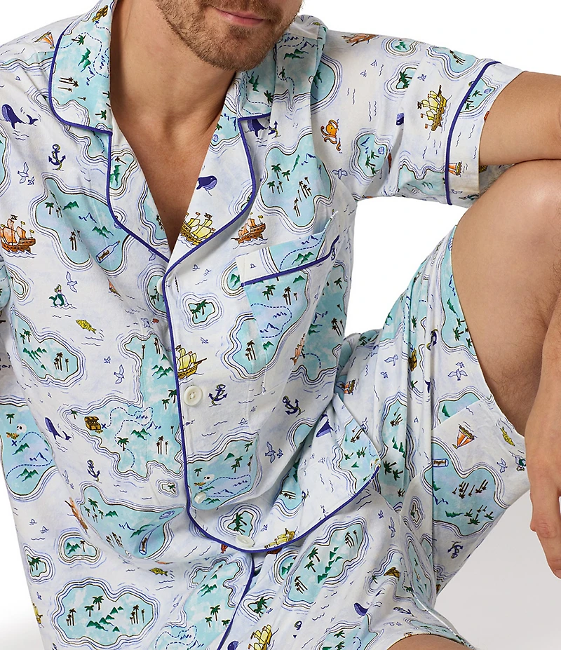 BedHead Short Sleeve Treasure Hunt Printed Top & Pajama Short Set