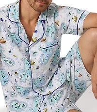 BedHead Short Sleeve Treasure Hunt Printed Top & Pajama Short Set