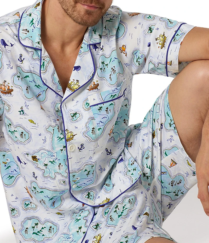 BedHead Short Sleeve Treasure Hunt Printed Top & Pajama Short Set