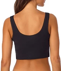 Bedhead Sleeveless Henley Knit Solid Cropped Tank Top