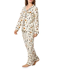 BedHead Snoopy Halloween Print Short Sleeve Notch Collar Knit Pajama Set